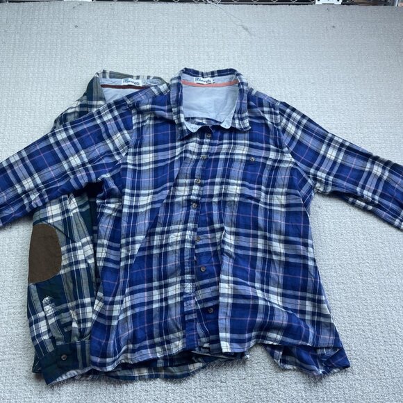 Lot x2 Blue Crush Plus Lumberjack Camp Flannel Plaid Button Up 3X Elbow Patch - Picture 6 of 12